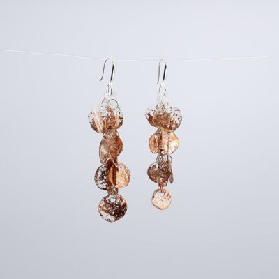 Aqua Water Lily Earrings- Hand gilded - Rose Gold