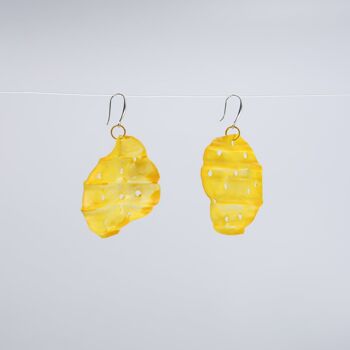 Boucles d'oreilles Aqua Big Lotus Roots - Peintes à la main - Jaune