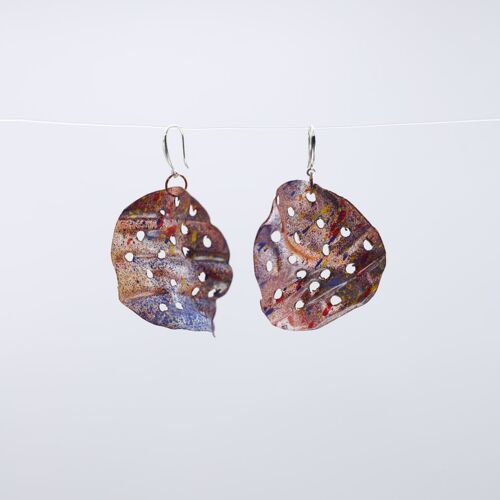 Aqua Big Lotus Roots Earrings - Hand painted - Spice