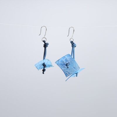 Aqua Coral Earrings - Hand painted - Turquoise