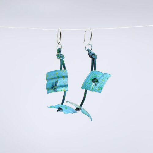 Aqua Coral Earrings - Hand painted - Turquoise Graffiti