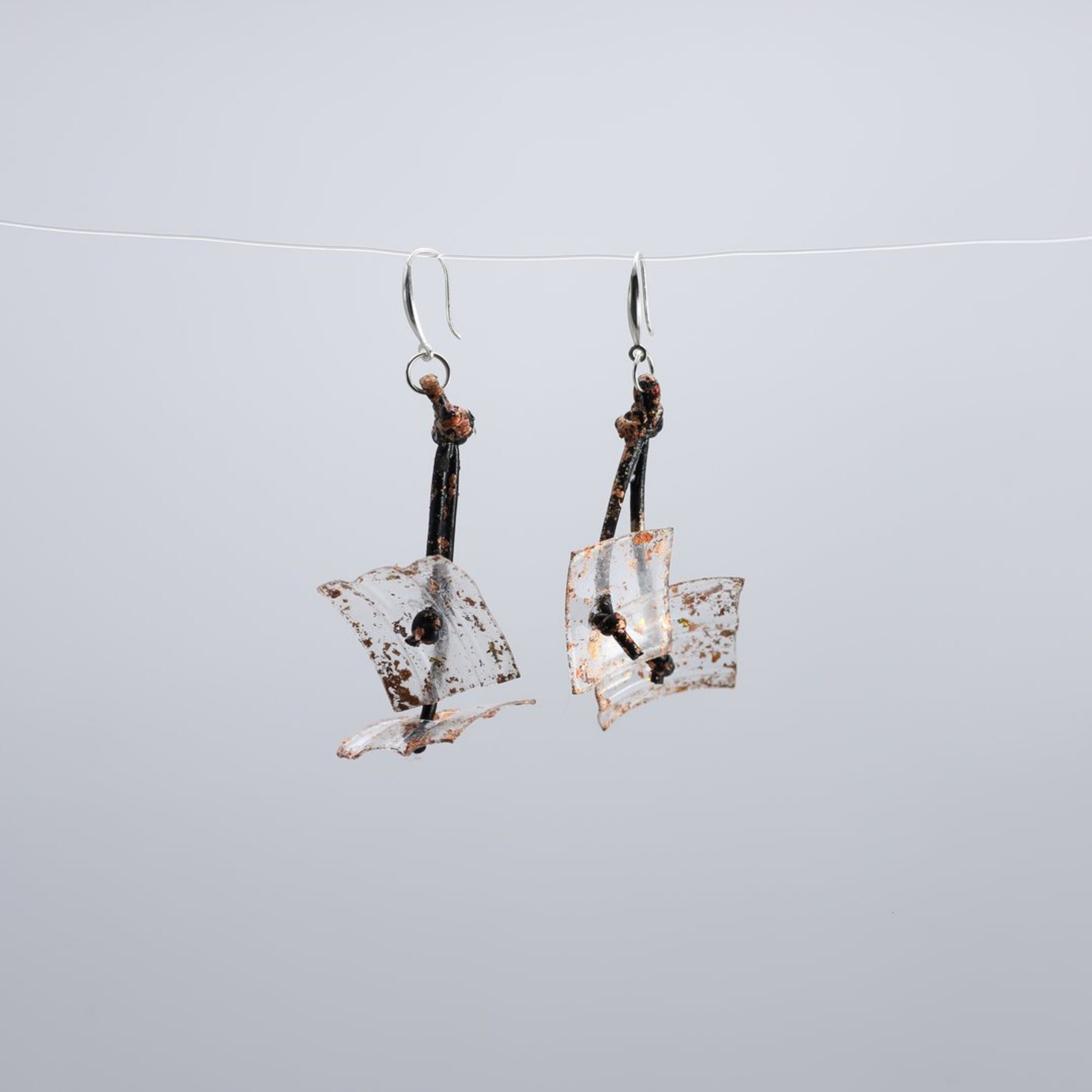 Aqua Coral Earrings - Hand gilded - Rose Gold