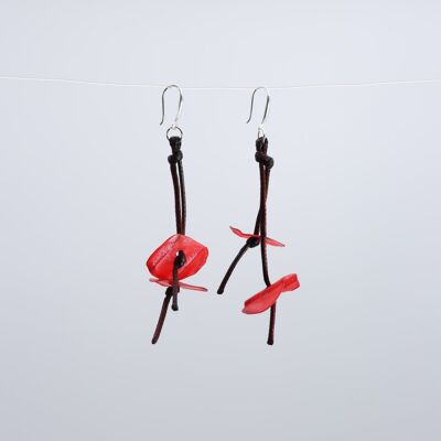 Pendientes Aqua Water Lily - Pintados a mano - Rojo