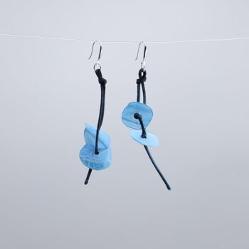 Boucles d'oreilles Aqua Nénuphar - Peintes à la main - Turquoise