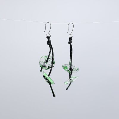 Aqua Water Lily Earrings - Hand gilded - Green
