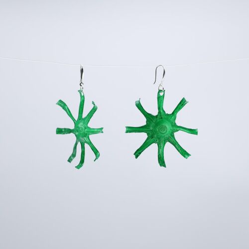 Aqua Starfish Earrings- Hand painted - Green