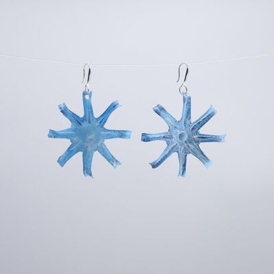Aqua Starfish Earrings- Hand painted - Turquoise