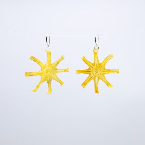 Aqua Starfish Earrings- Hand painted - Yellow