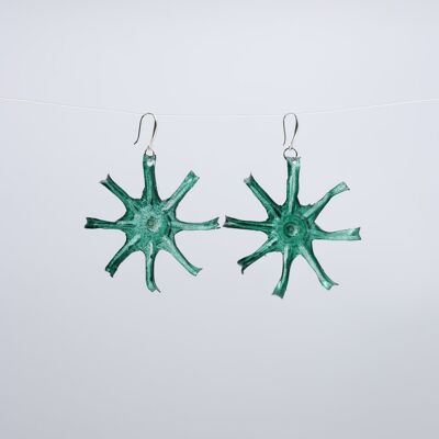 Aqua Starfish Ohrringe - Handbemalt - Pfauenblau