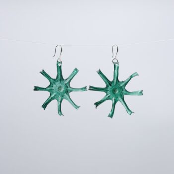 Boucles d'oreilles Aqua Starfish - Peintes à la main - Bleu paon