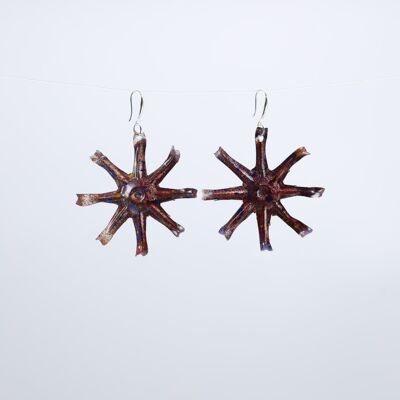 Aqua Starfish Earrings- Hand painted - Spice