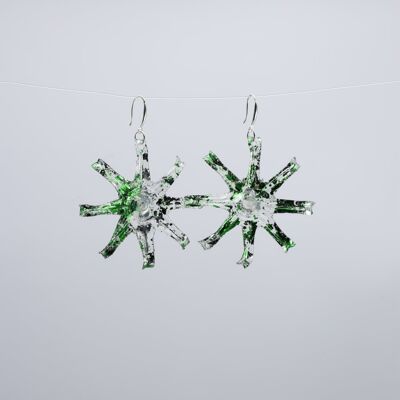 Aqua Starfish Earrings - Hand gilded - Green