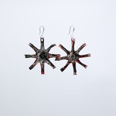Aqua Starfish Earrings - Hand gilded - Black, Red, Gold