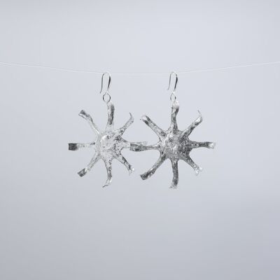 Aqua Starfish Earrings - Hand gilded - Silver