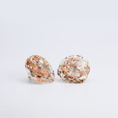Clip on Lotus Root Earrings - Hand gilded Rose Gold
