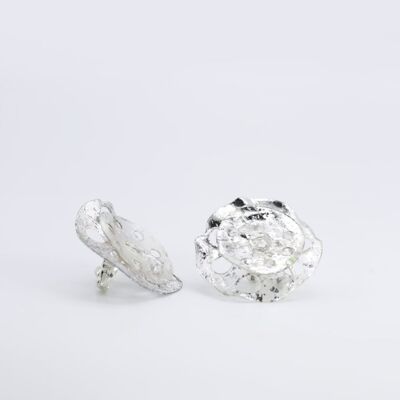 Clip on Lotus Root Earrings - Hand gilded Silver