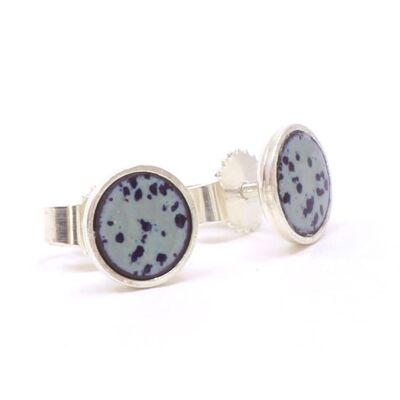 Silver enamel stud earrings | 6 mm powder blue