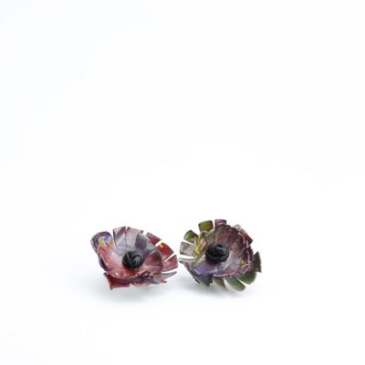 Clip on Sunflower Earrings - Hand painted - Spice