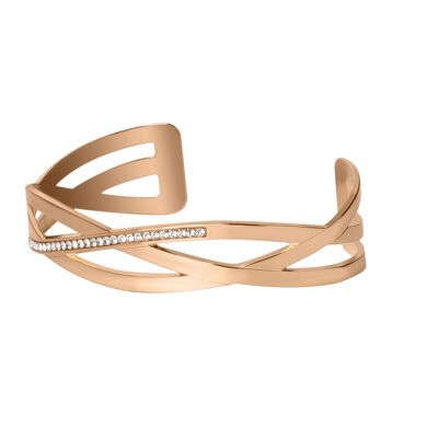 Bracciale rigido distrutto con strass in oro rosa