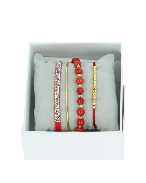 Strass Box Jonc Fil Rouge-Or Jaune