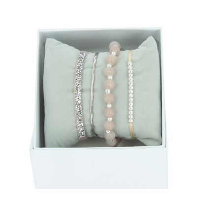 Scatola Strass Bangle Beige Filo Rosa 1-Palladio