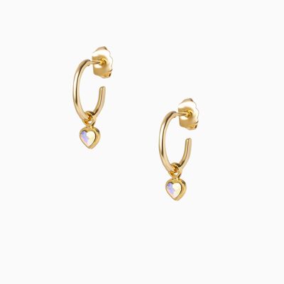 Small Heart Hoop Earrings Yellow Gold