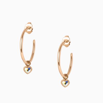 Hoop Earrings Heart MM Rose Gold