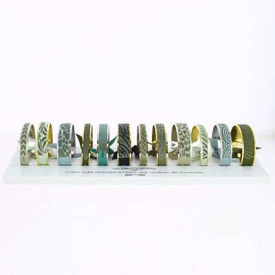 Confezione 12 braccialetti MV Harmony Ribbon in verde-palladio / oro giallo
