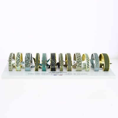 Pack 12 MV Harmony Ribbon Bangles in green-Palladium / Yellow Gold