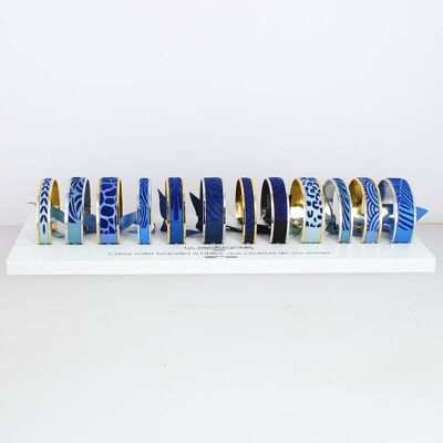 Confezione da 12 braccialetti MV Harmony Ribbon in blu-palladio / oro giallo