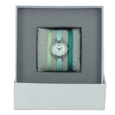 Ribbon Watch Box Verde chiaro / Celeste2 / Verde1-MOP / Palladio
