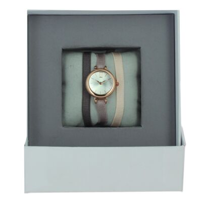 Watch Box Ribbon Ice brown / Pink beige 1 / Rose 08-Silver / Rose gold