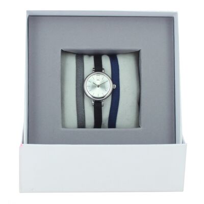 Watch Box Gray Ribbon3 / Black / Navy-Silver / Palladium