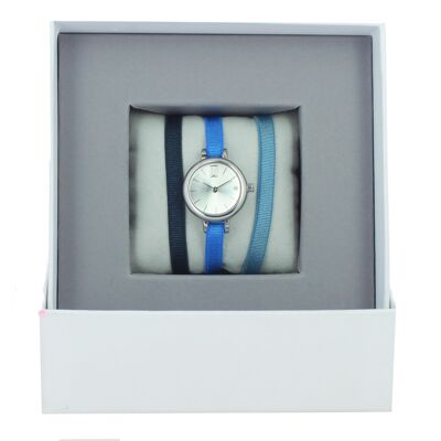 Uhrenbox Band Navy95 / Blue128 / Jean Bleu 2-Silber / Palladium