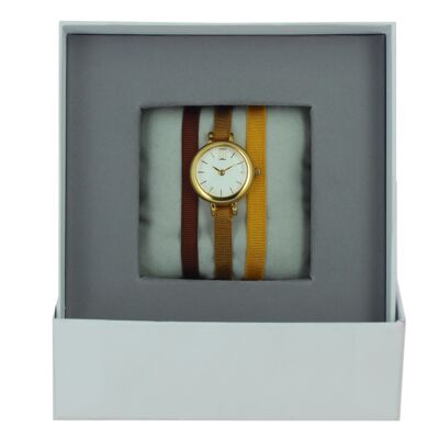 Caja de reloj Ruban Rouille73 / Ocre77 / J24-Blanco / Oro amarillo
