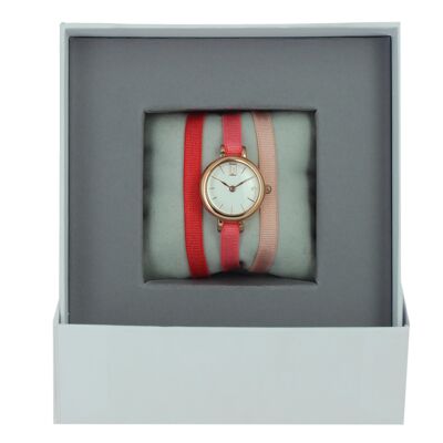 Caja de reloj Ribbon Coral / Light Coral / Rose 5-White / Rose gold