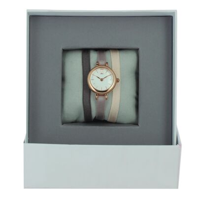 Watch Box Ribbon Icy Brown / Rosé beige 1 / Rose 08-White / Rose gold