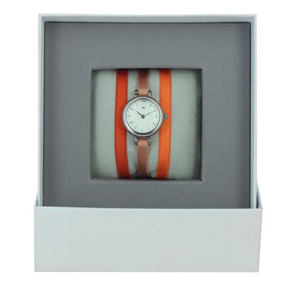 Orange3 / Orange1 / Orange2-Weiß / Palladiumband Uhrenbox