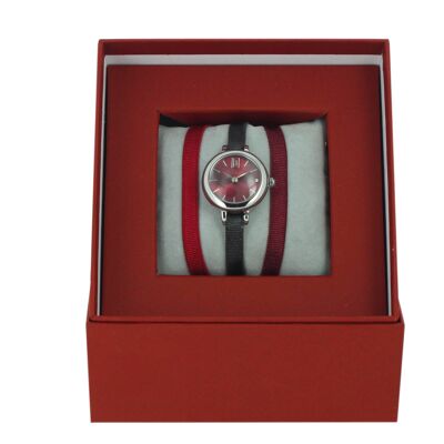 Scatola porta orologi Ribbon da collezione Bordeaux scuro / Marrone scuro / Bordeaux-bordeaux / Palladio