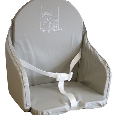 Baby high chair cushion with straps made in France