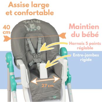 Chaise haute télescopique évolutive pour bébé et enfant 5
