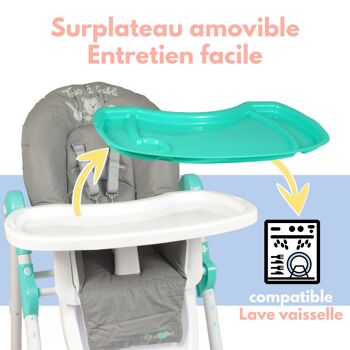 Chaise haute télescopique évolutive pour bébé et enfant 7