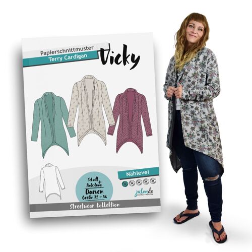 Schnittmuster Terry-Cardigan Vicky Gr. 32-54 | Papierschnittmuster für Damen mit Nähanleitung