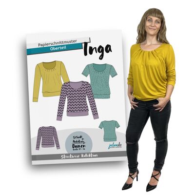 Patrón de costura top Inga Gr. 32-54 | Patrón de papel para mujer con instrucciones de costura