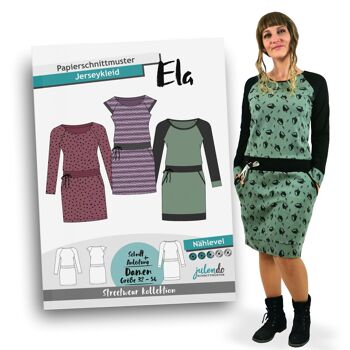 Patron de couture robe en jersey taille Ela. 32-54 | Patron de couture en papier pour femme avec instructions de couture 1