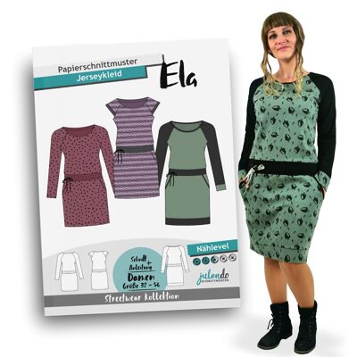 Patrón de costura vestido jersey talla Ela. 32-54 | Patrón de costura de papel para mujer con instrucciones de costura.