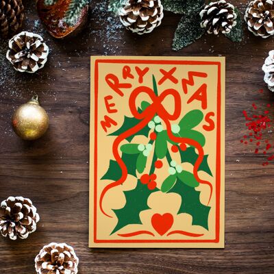 Merry Xmas wreath A5 card