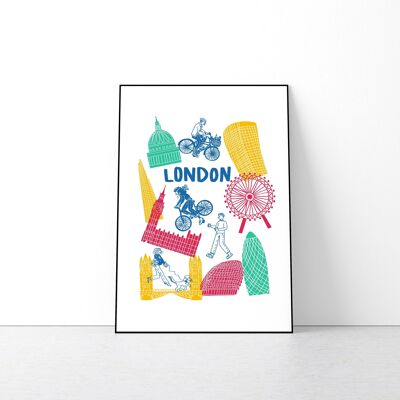 Stampa artistica colorata della città di Londra