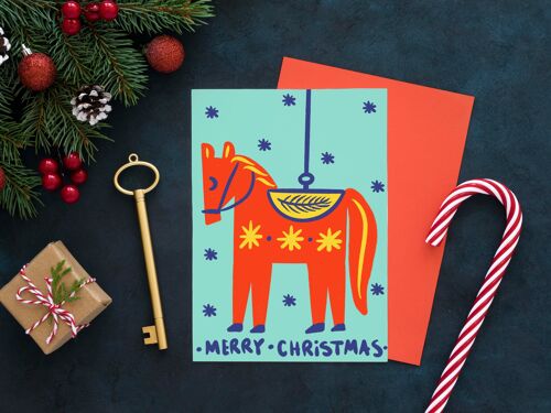 Christmas Card with Horse Tree Ornament