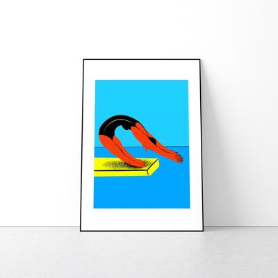 A5 The Swimmer Art Print, Swimming Poster